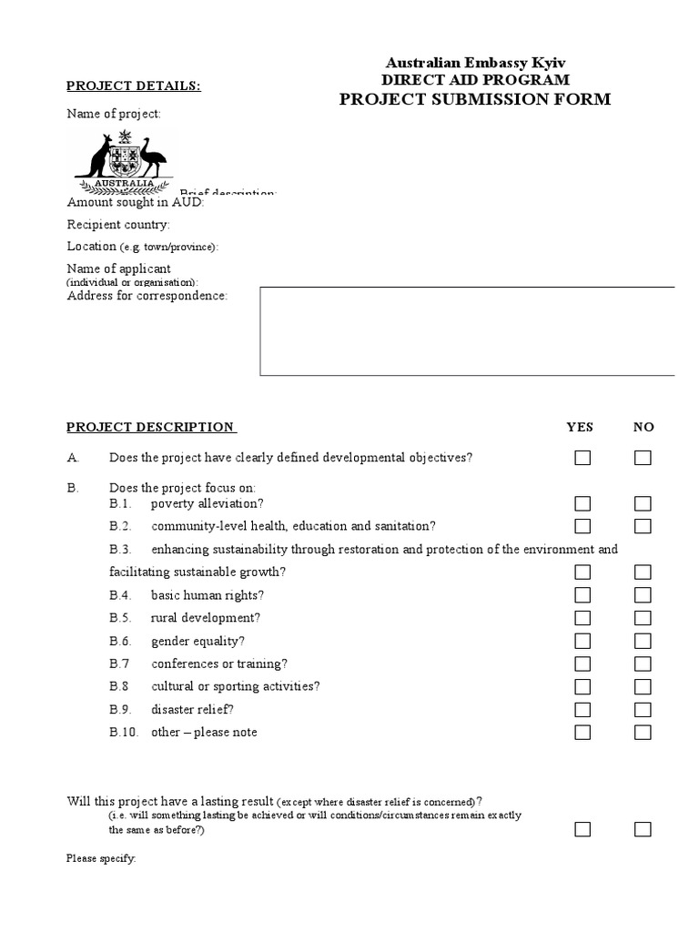 Direct Aid Program Project Submission Guide | PDF | Non Governmental ...