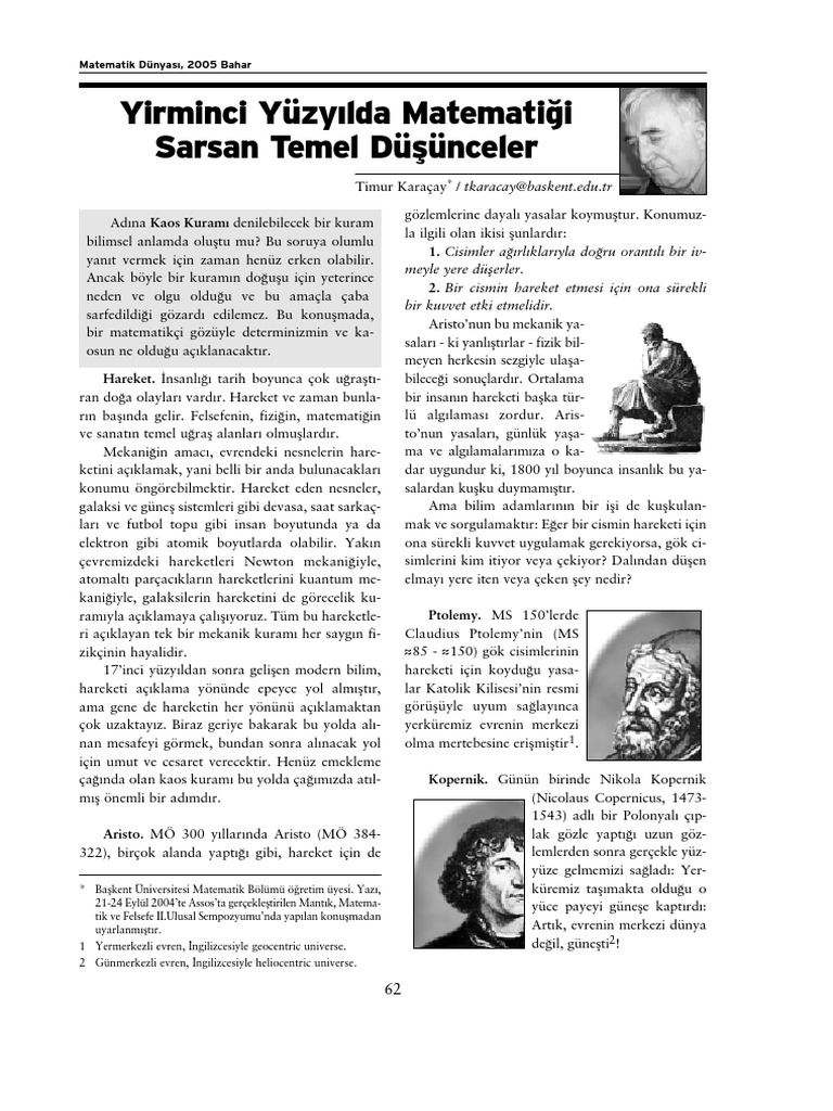 Yirminci Yüzyılda Matematiği Sarsan Temel Düşünceler - Timur Karaçay | PDF