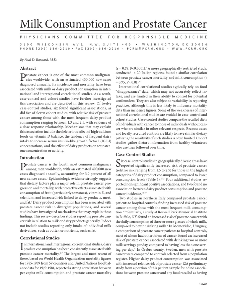 milk and prostate cancer Vitamin D Prostate Cancer