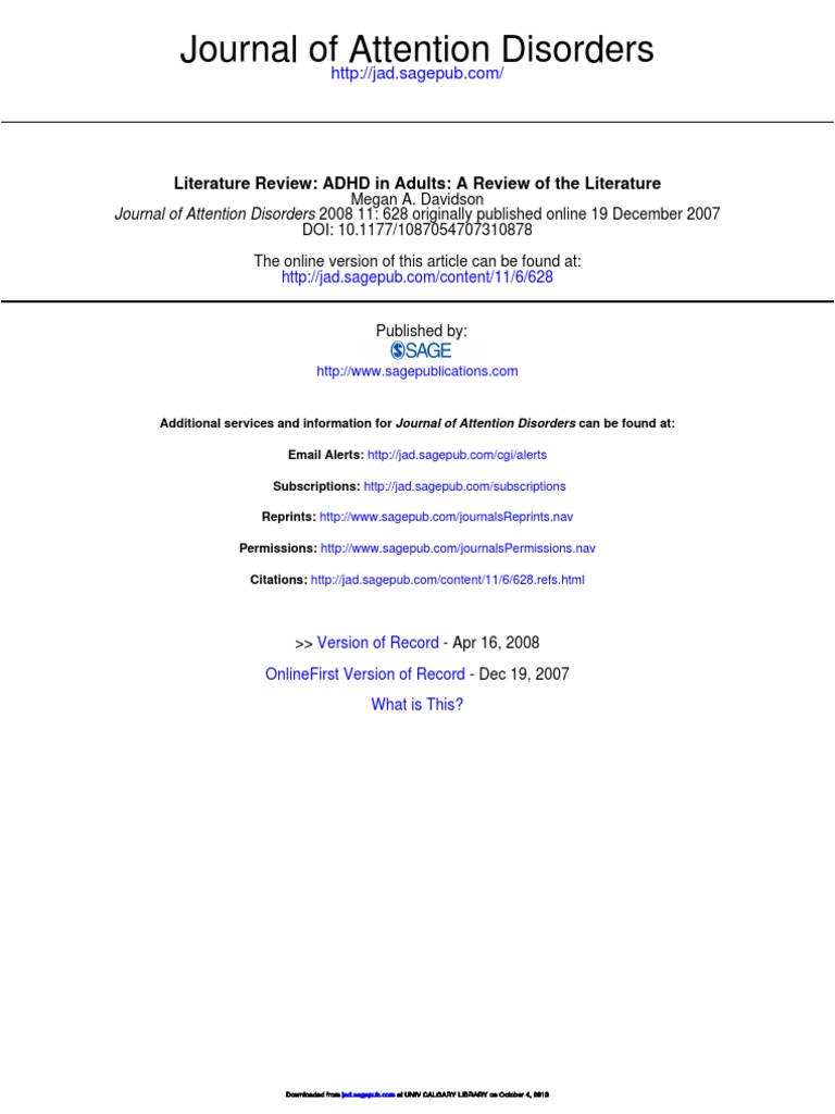 ADHD in Adults A Review of The Literature | PDF | Attention Deficit ...