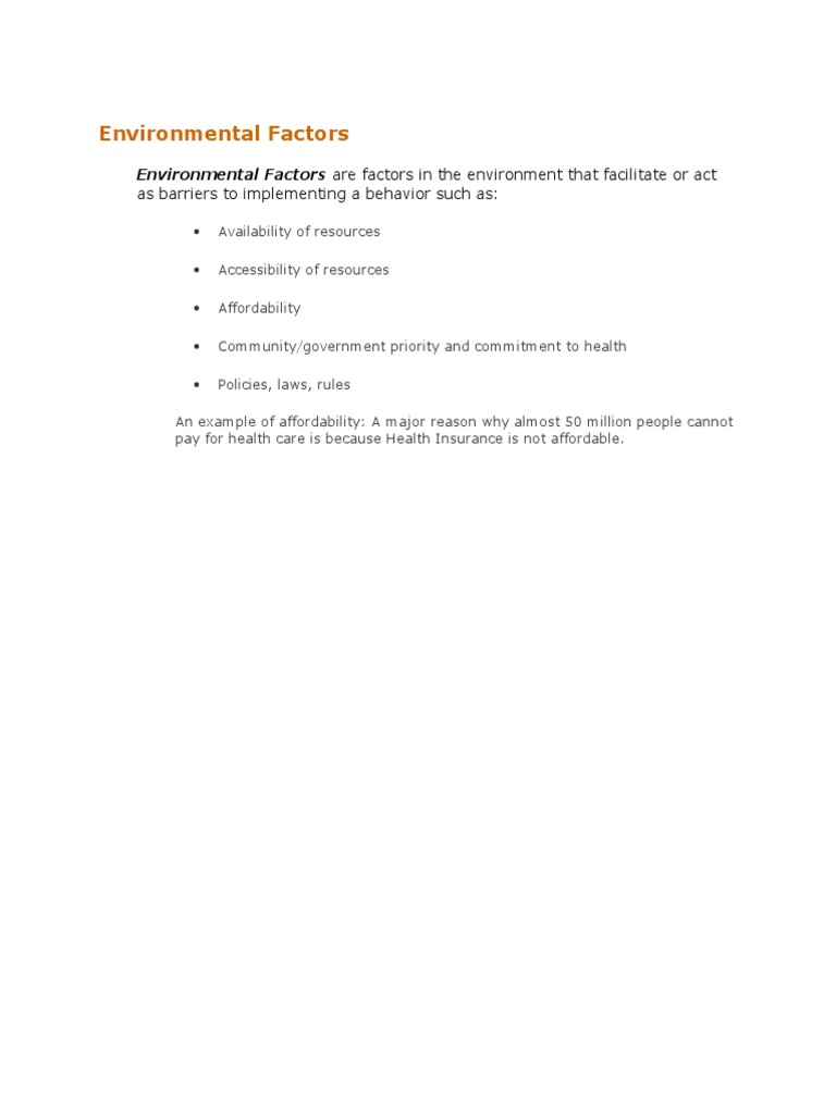 Environmental Factors: Environmental Factors Are Factors in The ...