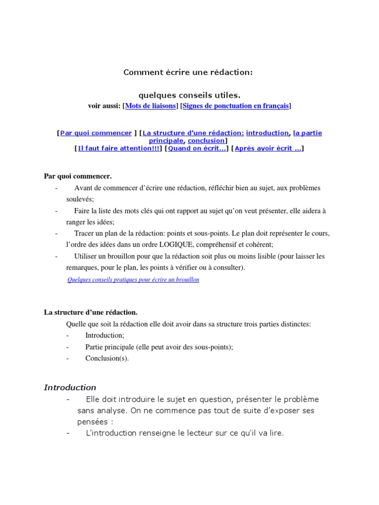 Comment Écrire Une Rédaction  PDF  Phrase  Ponctuation