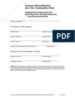 Supplemental Volunteer Application For Physicians