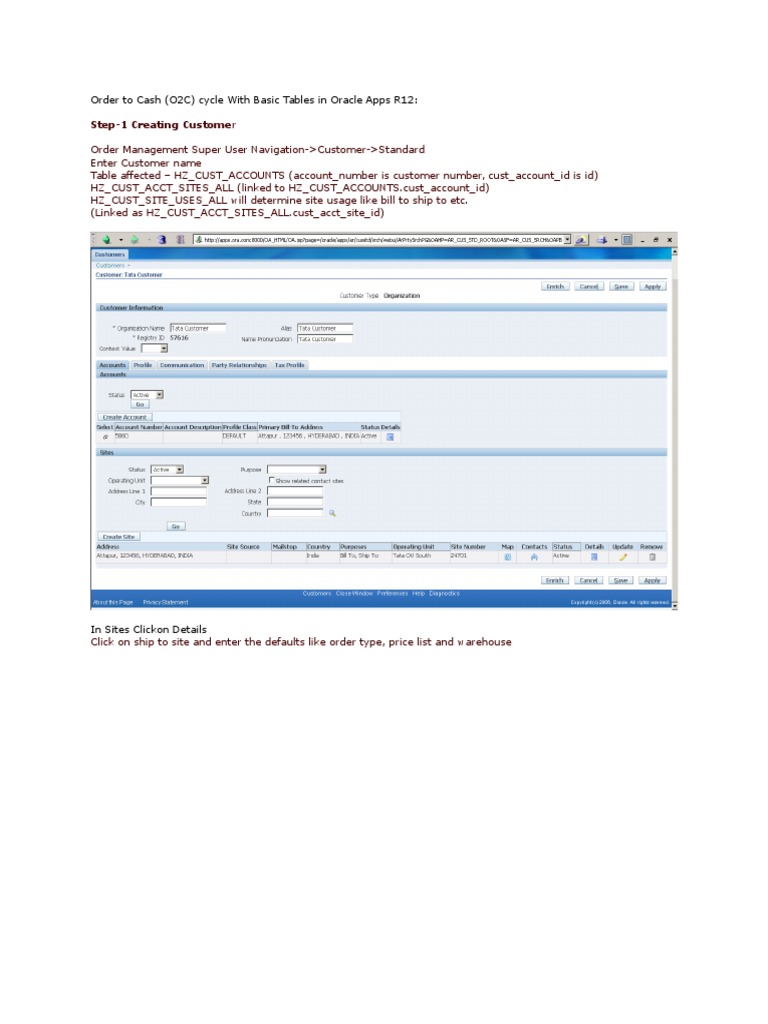 O2C Cycle Overview in Oracle R12 | PDF