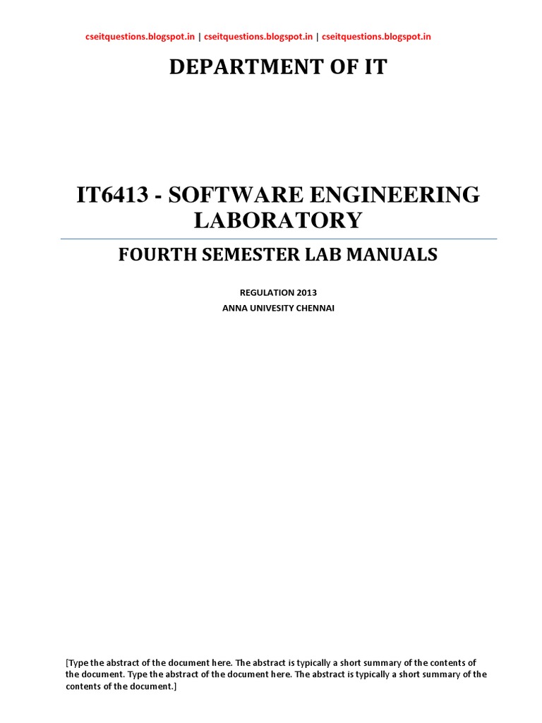SOFTWARE ENGINEERING LAB MANUAL | Conceptual Model | Unified Modeling  Language