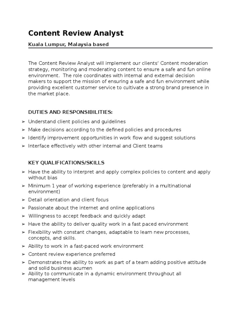 Content Review Analyst Role | PDF | Art