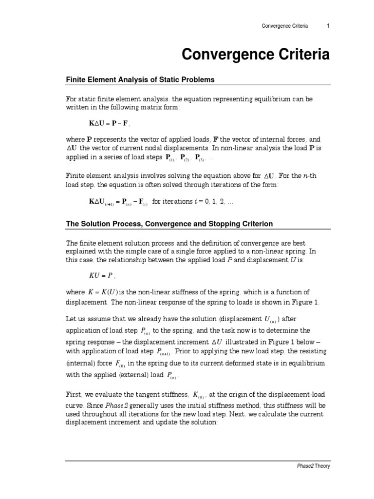 Convergence Criteria in Finite Element Analysis | PDF | Finite Element ...