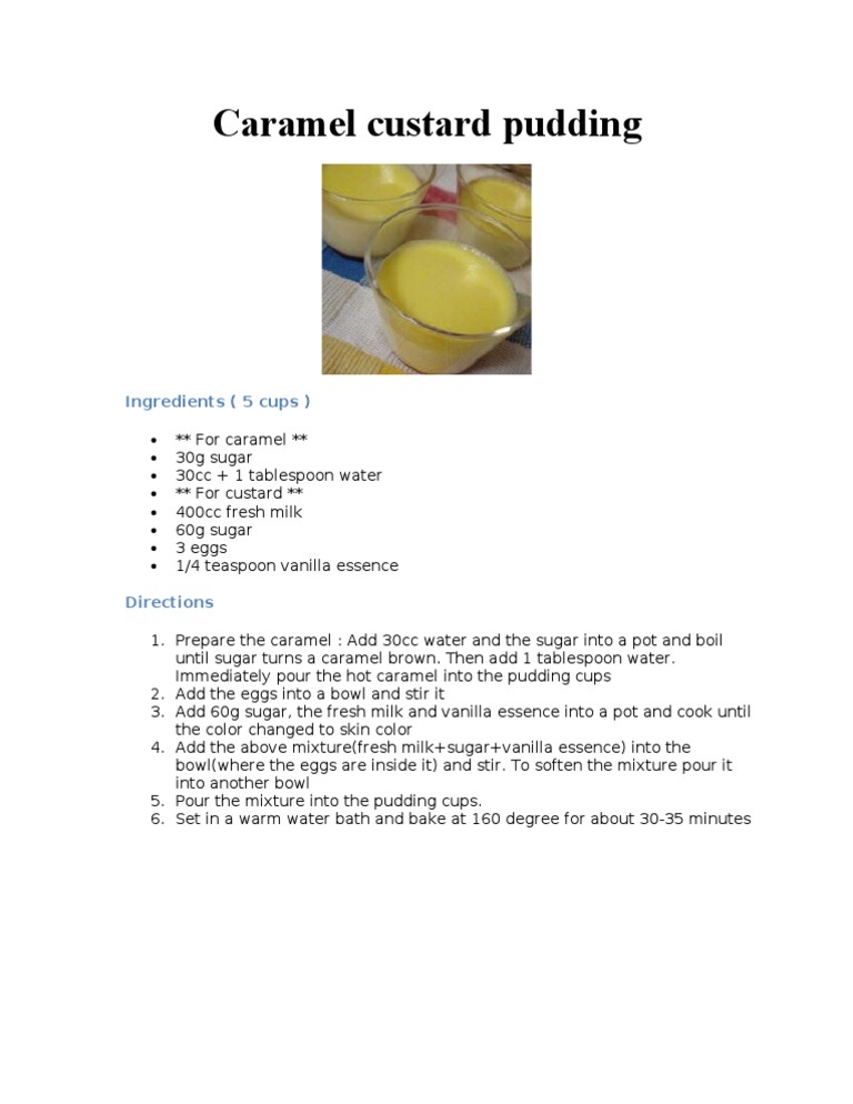 Caramel Custard Pudding Recipe | PDF