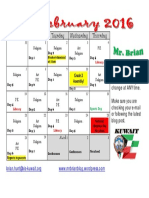 February Calendar 2016