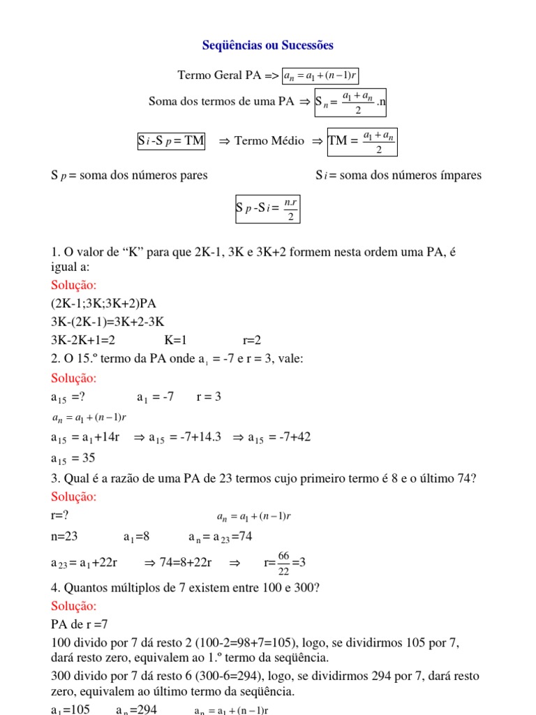 Exercícios Resolvidos de PA | PDF | Sequência | Triângulo