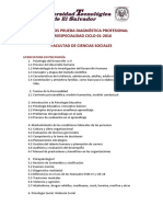 Prueba Diagnósdtica Profesional CONTENIDOS Facultad de Ciencias Sociales