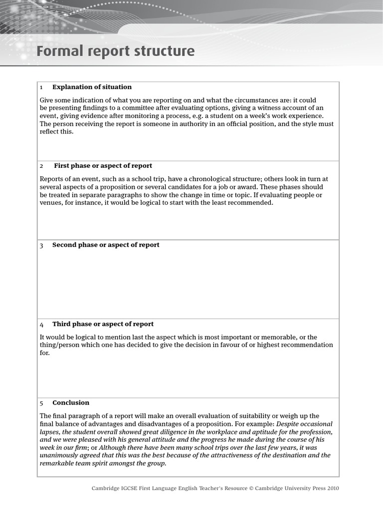 CIE iGCSE English - Formal Report  PDF  Behavior Modification