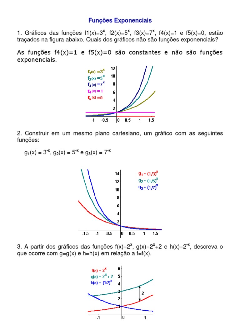 Matemática - Exercícios Resolvidos - Funções Exponenciais | PDF | Equação  quadrática | Equações, image size:768x1024