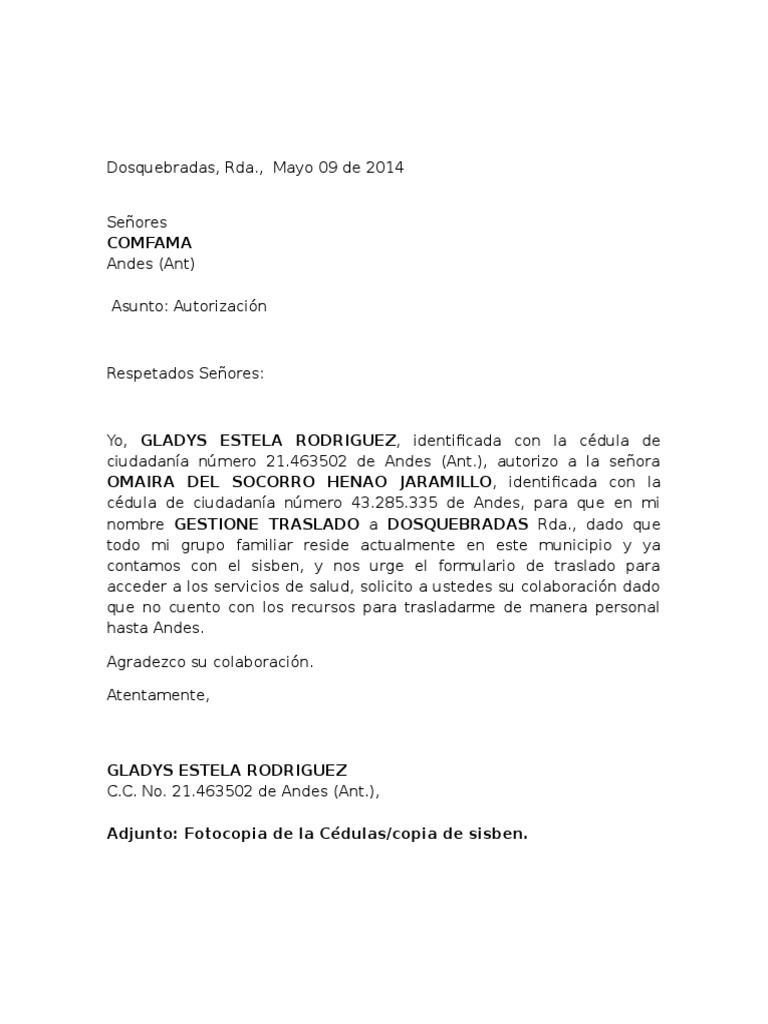Modelo Carta Autorizacion Gobierno y personalidad
