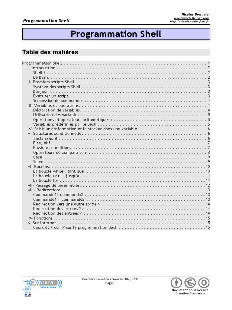 Programmation Shell Bash Sous Linux PDF | PDF | Unix | Architecture ...