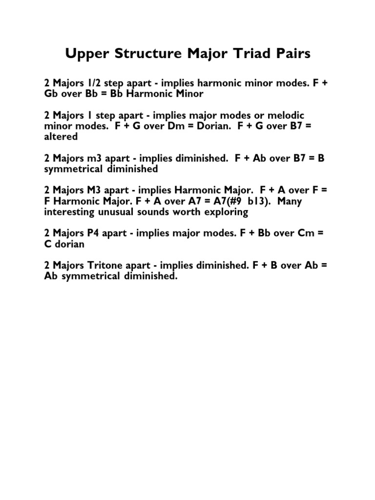Major Triad Pairs | PDF