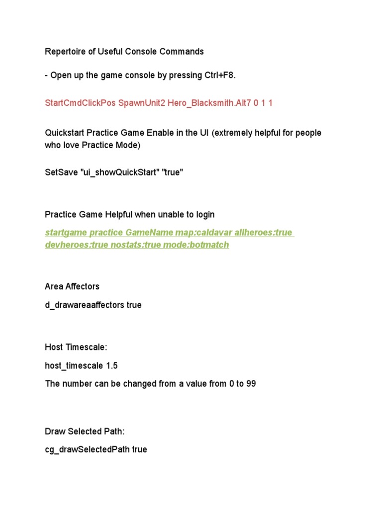 Console Commands for Game Modding | PDF