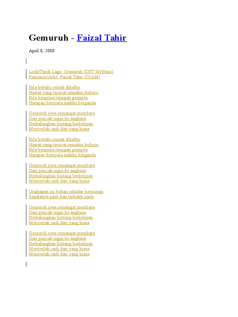 Gemuruh Lyric Pdf
