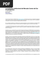 La Evolucion Institucional Del Mercosur