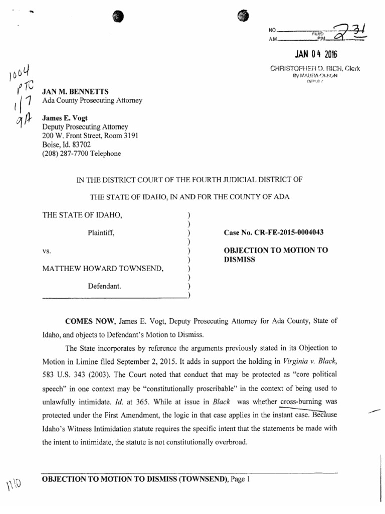Objection To Motion To Dismiss PDF | PDF