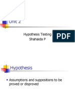 Unit 2: Hypothesis Testing Shahaida P