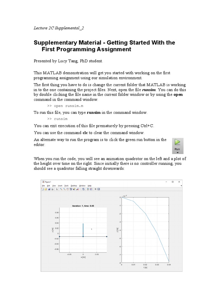MATLAB Quadrotor Assignment Guide | PDF | Quadcopter | Parameter ...