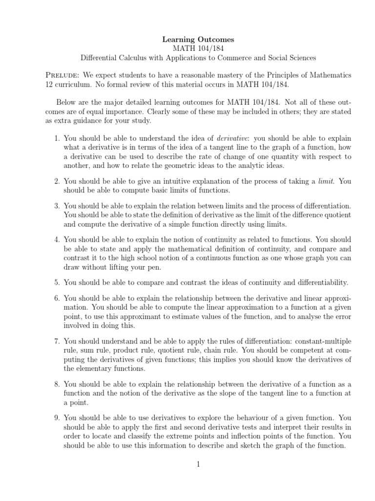 Learning PDF Derivative Differential Calculus