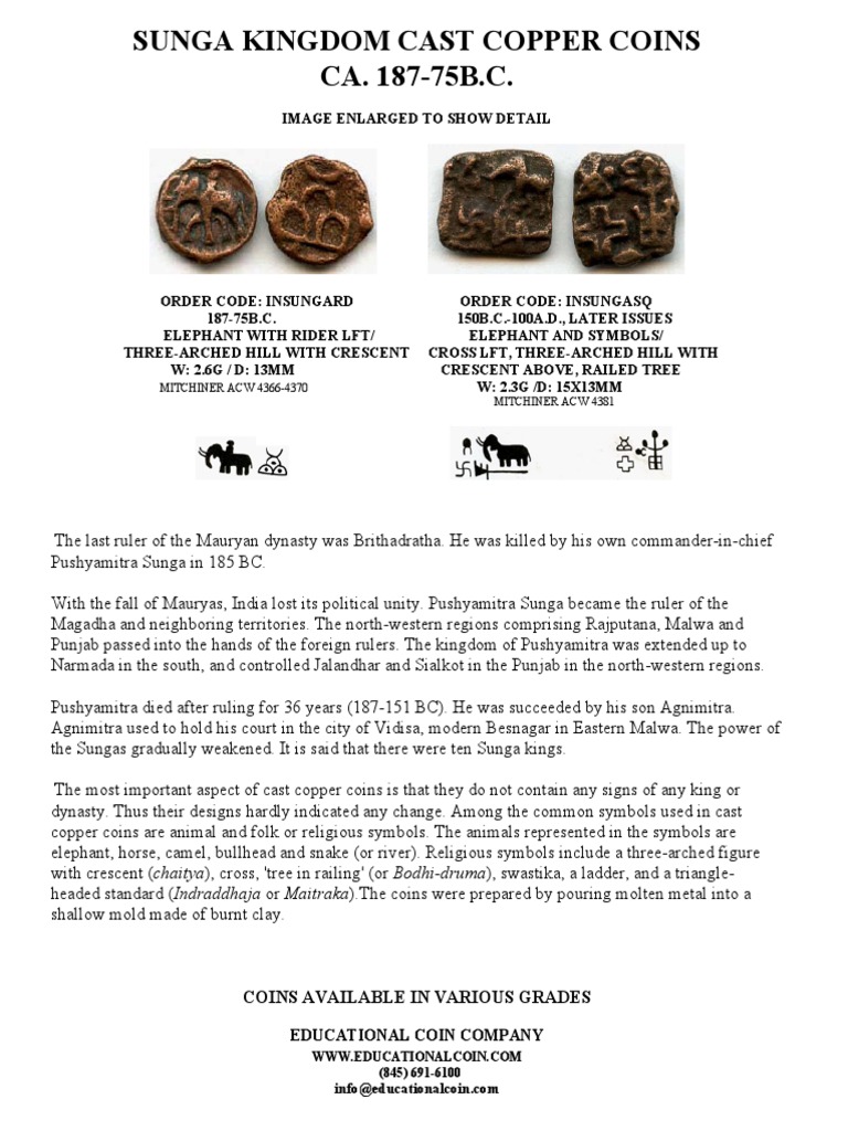 Sunga Kingdom Copper Coins Overview | PDF | Travel | Classics