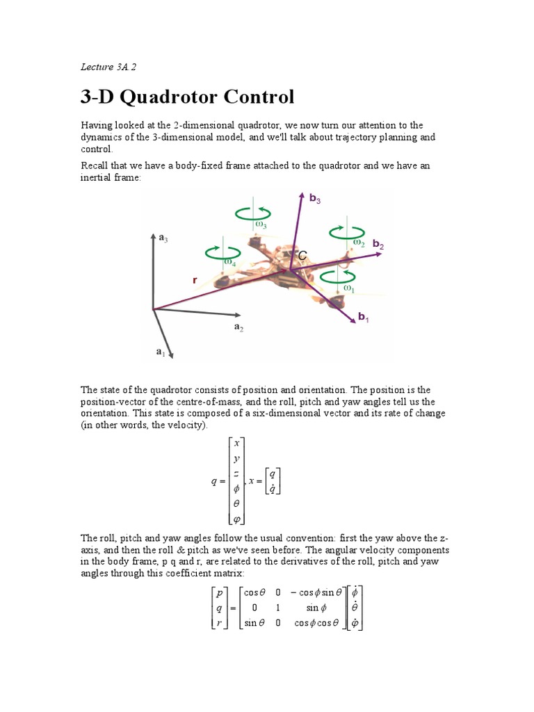 3D Quadrotor Dynamics and Control | PDF | Flight Dynamics (Fixed Wing ...