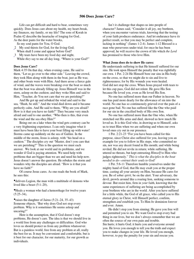 DOES JESUS CARE BIBLE VERSE intelligence overview