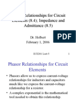 Circuit Element Phasor Relations