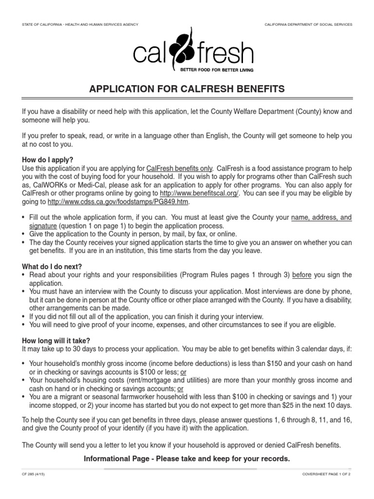 CalFresh Benefits Application Guide | PDF | Social Science | Law