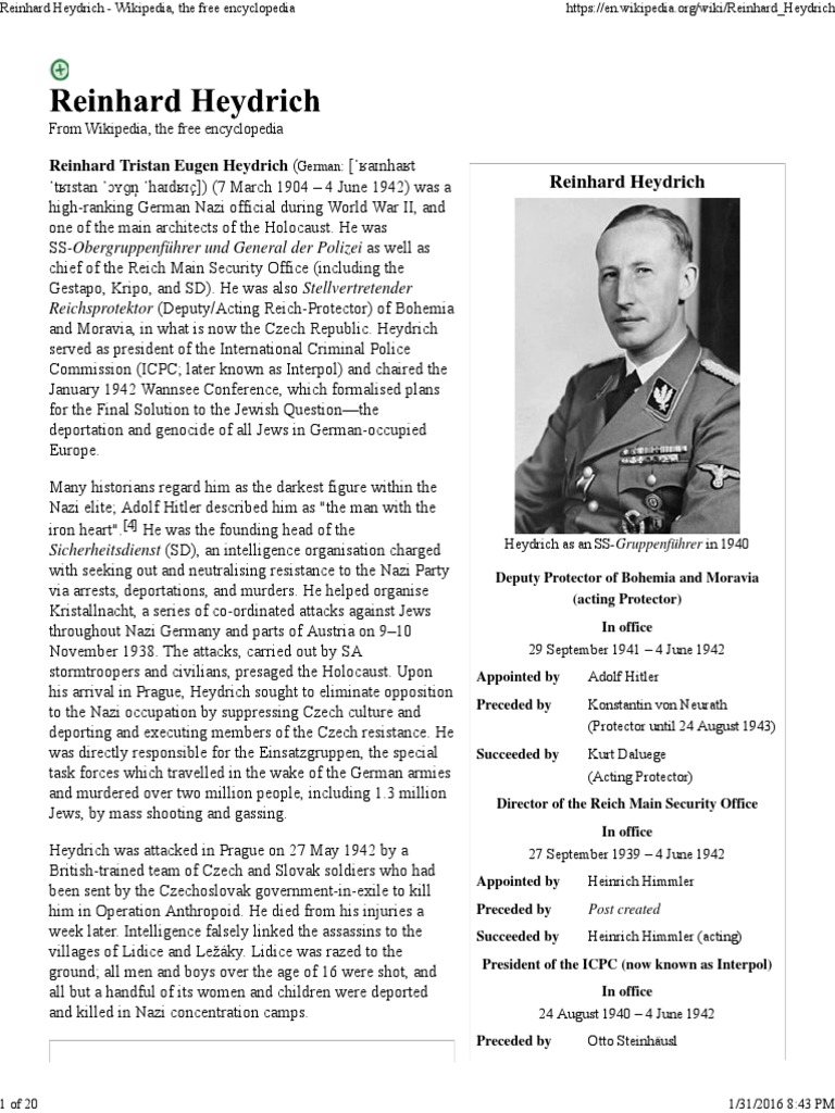 Reinhard Heydrich Gestapo Heinrich Himmler