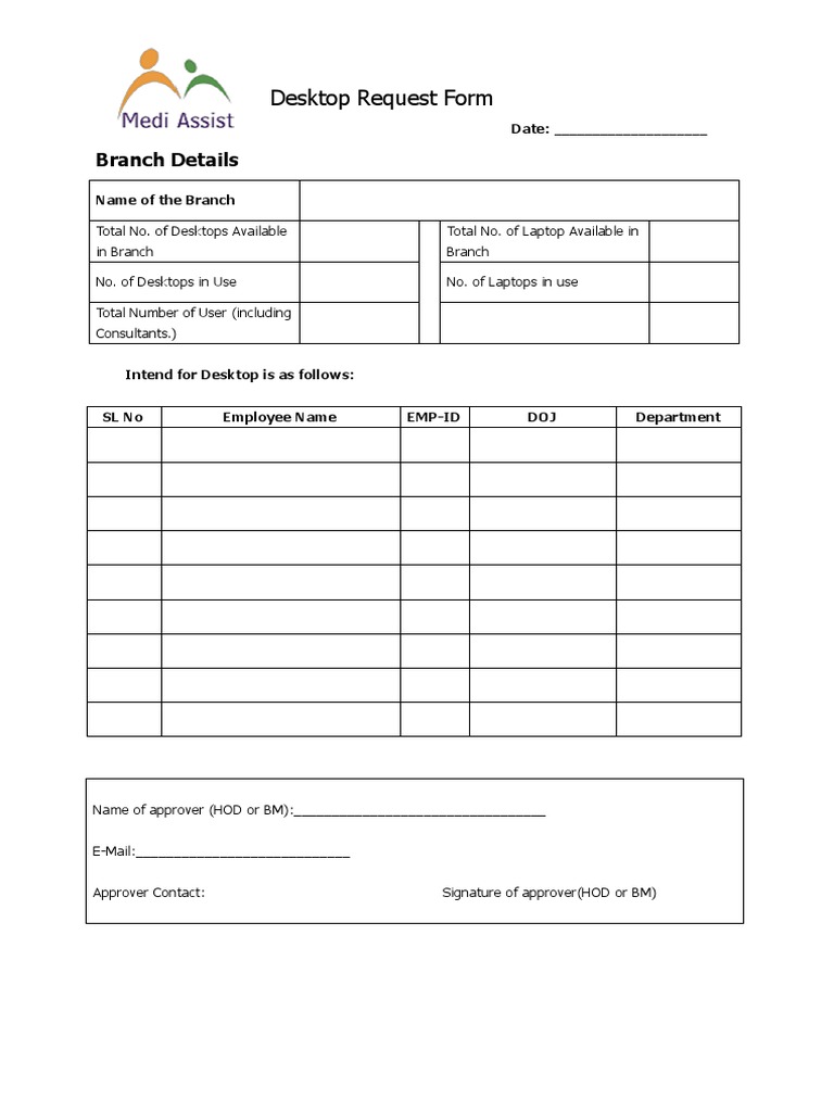 Desktop Request Form Template | PDF | Career & Growth