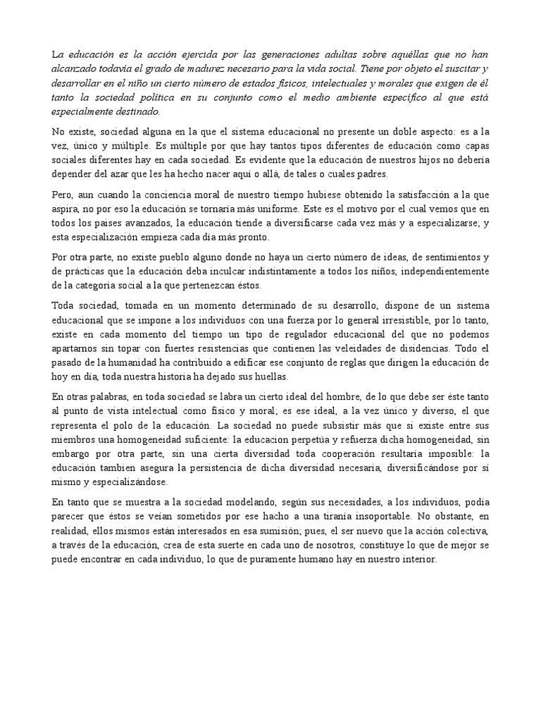 Emilio Durkheim Educación y Sociología