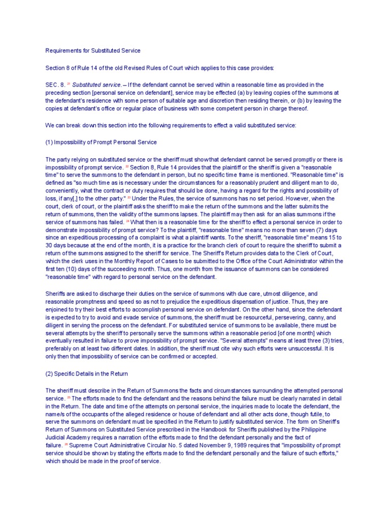 Substituted Service of Summons Guidelines | PDF | Service Of Process ...