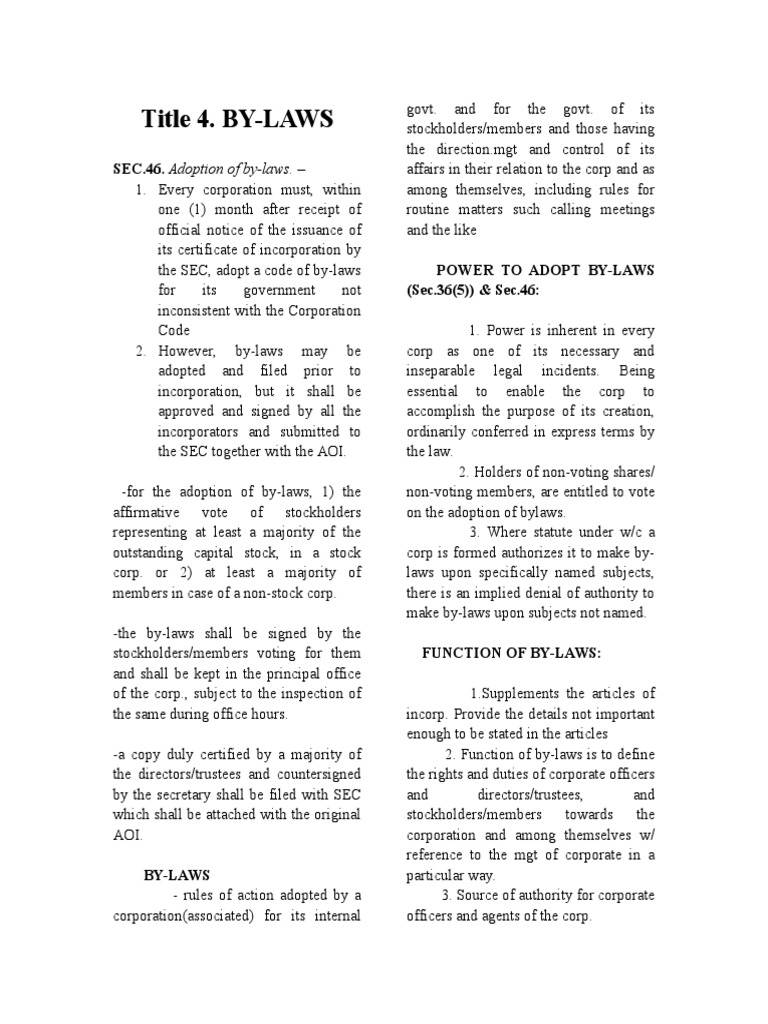BYLAWS sample By Law Corporations Free 30day Trial Scribd