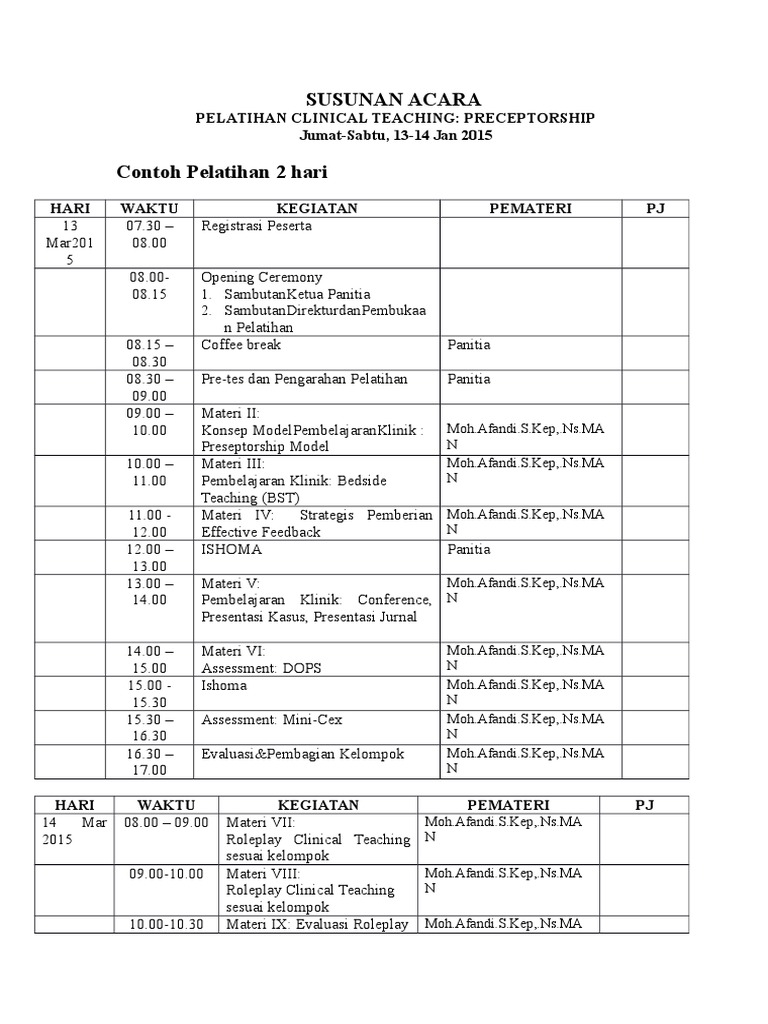 Contoh SUSUNAN ACARA