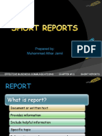 Prepared By: Muhammad Athar Jamil: Effective Business Communications Chapter # 11 Short Reports