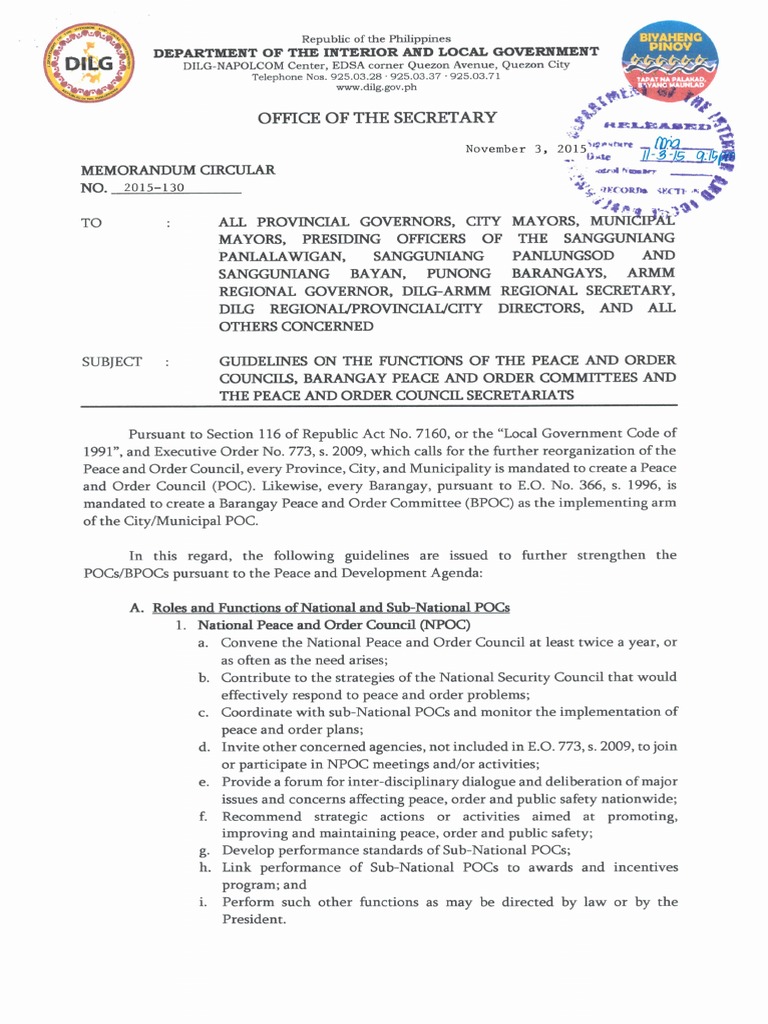DILG-MC Functions of MPOC, BPOC and Secretariat | PDF