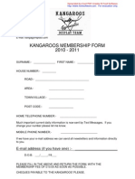 Kangaroos Membership Form 2010 - 2011: E-Mail Address (If You Have One)