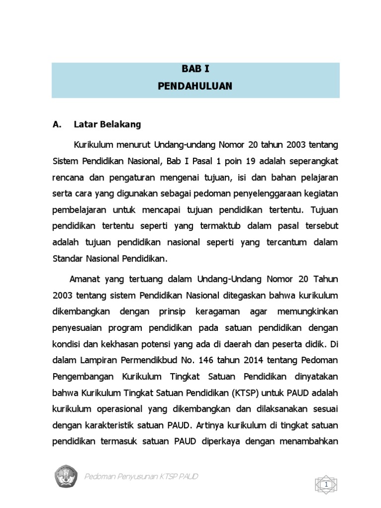 Isi Pedoman Ktsp Paud