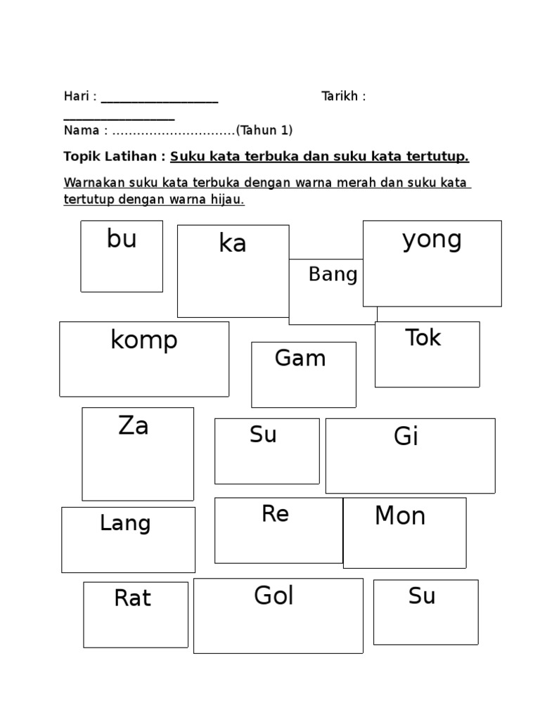 Latihan Suku Kata Pdf