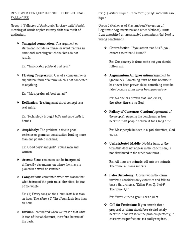Logical Fallacies | PDF | Argument | Fallacy