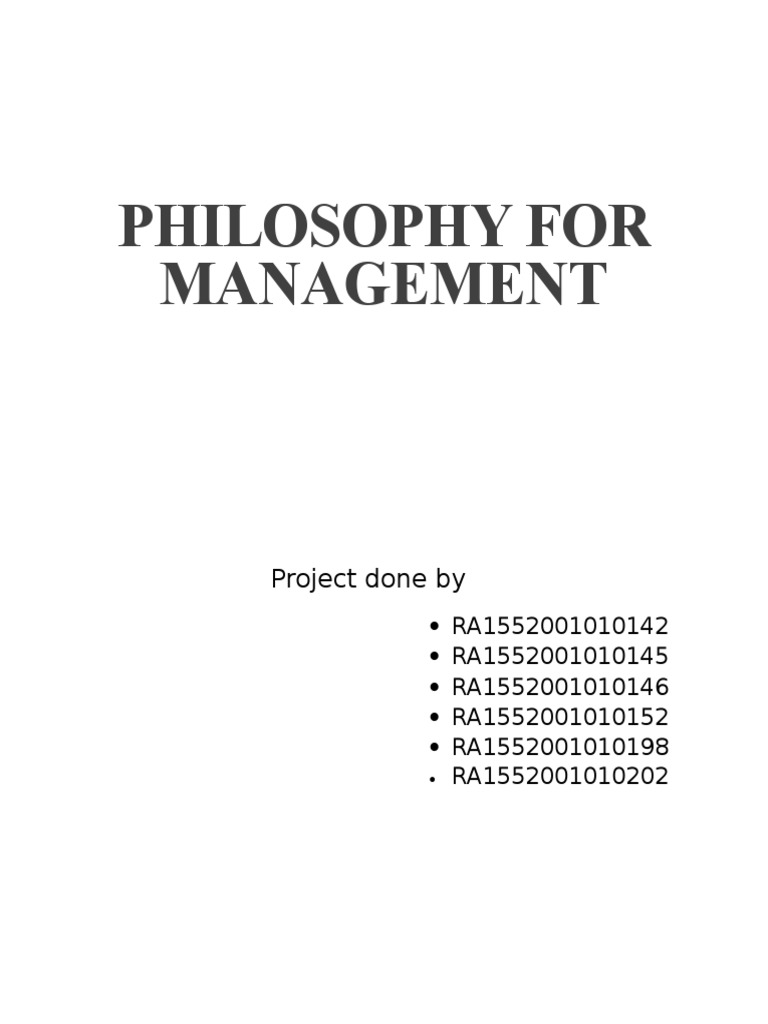 Philosophy in Management Practices | PDF