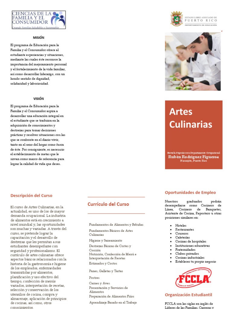 Curso de Artes Culinarias en Puerto Rico | PDF | Alimentos | Plan de ...