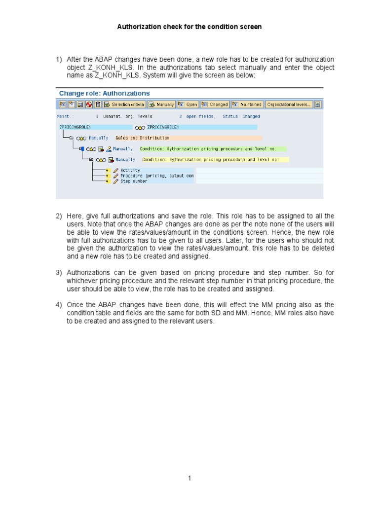 Authorization Role Creation Guide | PDF