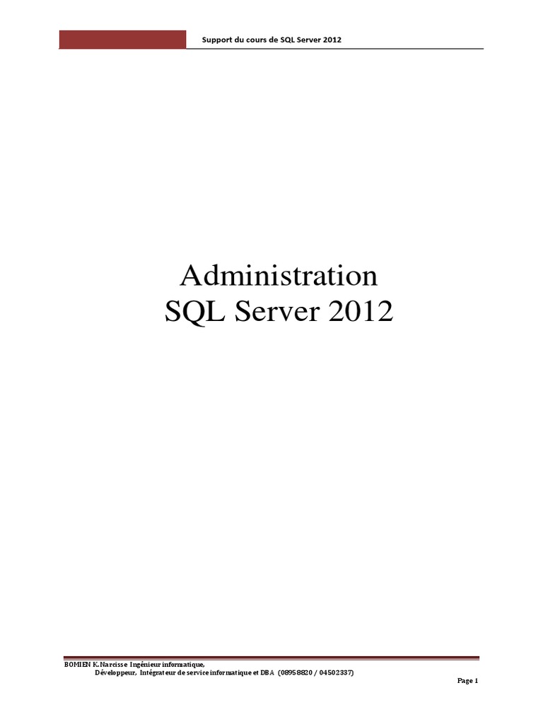 Support de cours SQL Server 2012 | PDF | Microsoft SQL Server ...