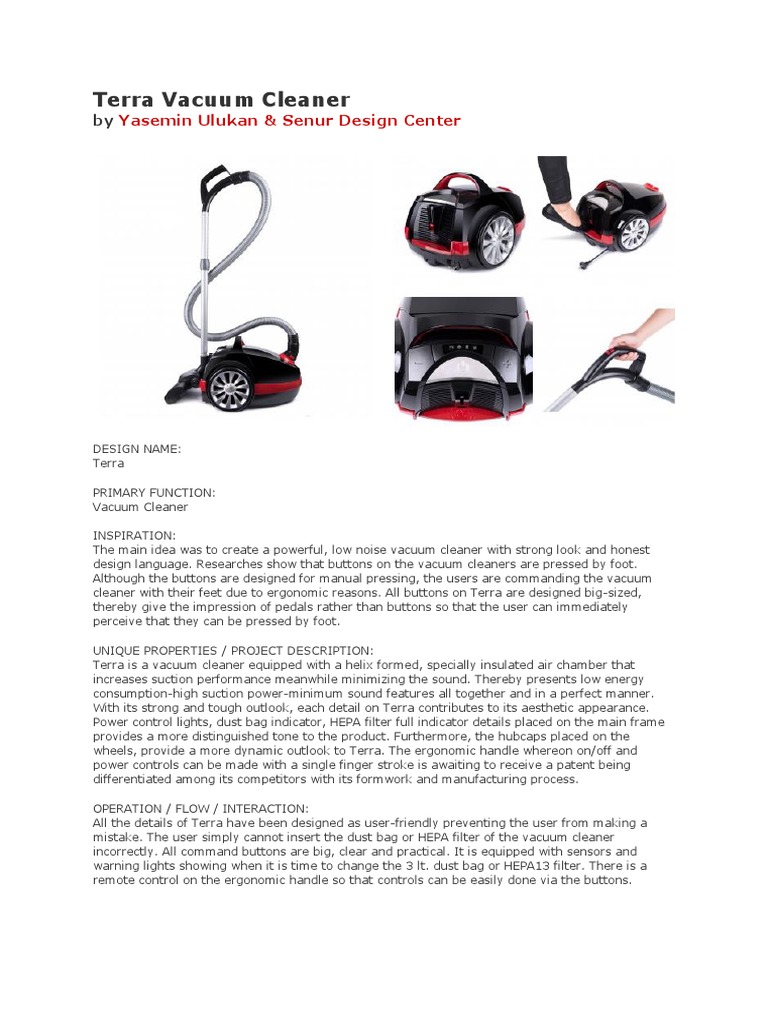 Product Writeup Sample Vacuum Cleaner Dust