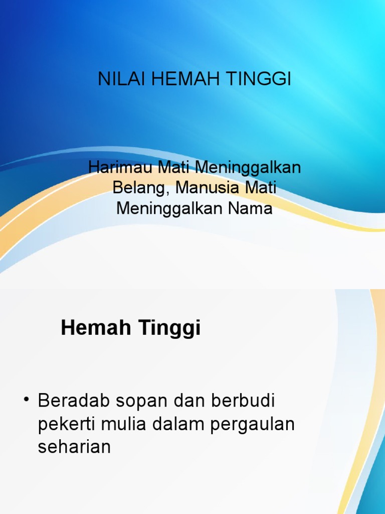Nilai Hemah Tinggi Pdf